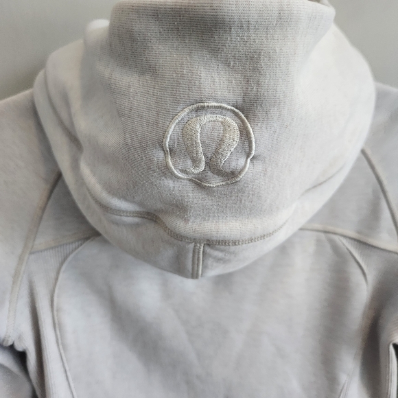Lululemon Scuba Hoodie Cotton Fleece Heathered White Hooded Sweatshirt Sz 2 - Picture 8 of 15